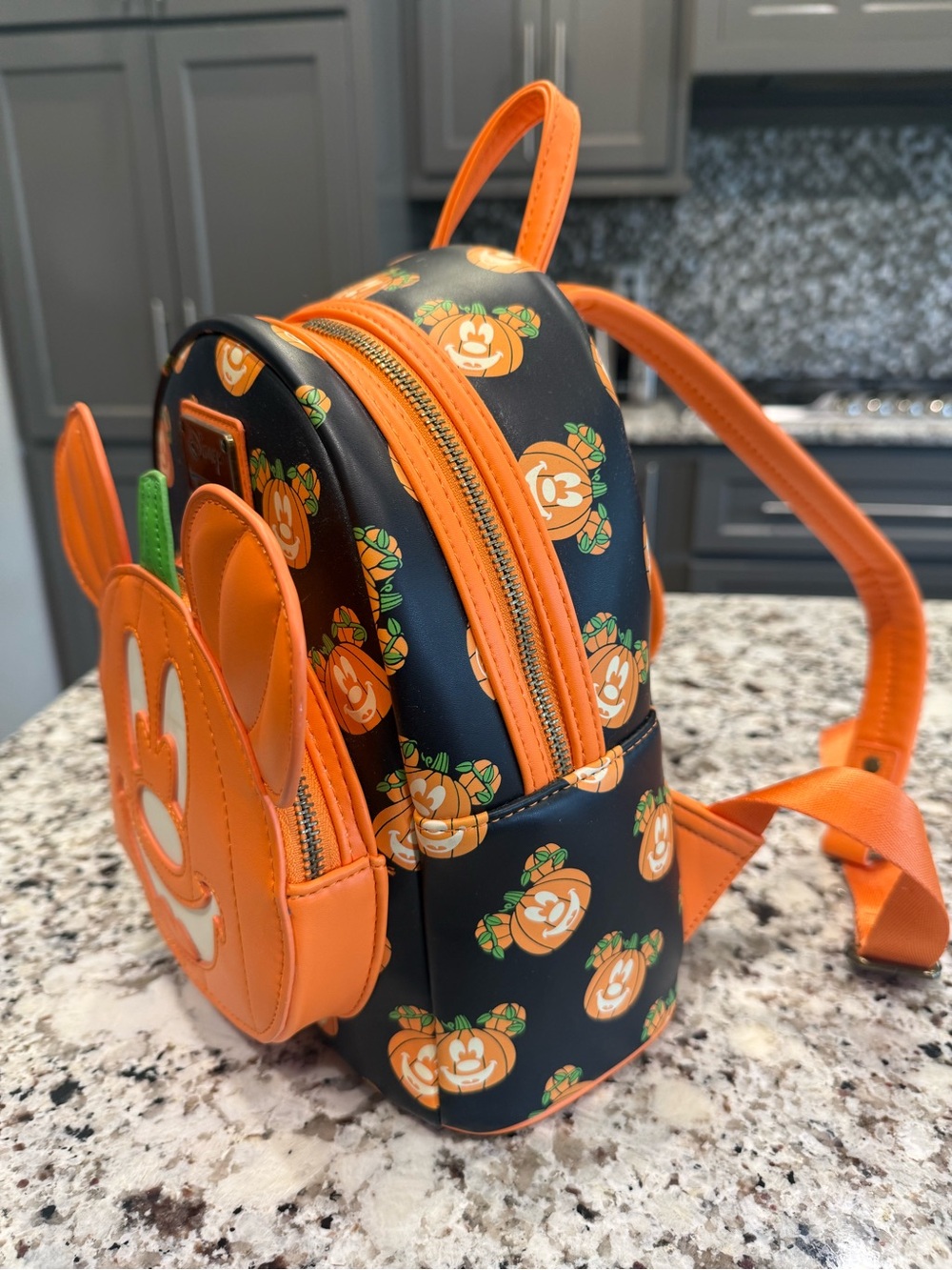 Disney Orange & Black Mickey Pumpkin Mini Backpack - Picture 5 of 7